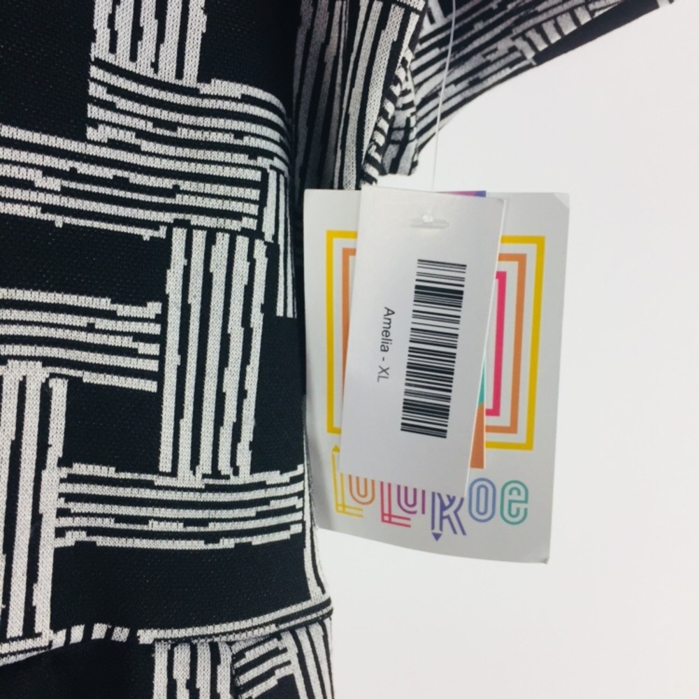 New Lularoe Amelia XL Dress Black White Textured - Picture 6 of 8